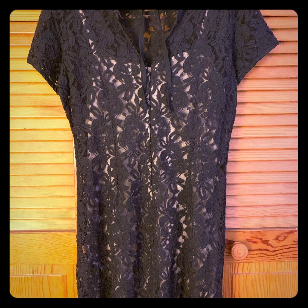 Loft, black lace dress
